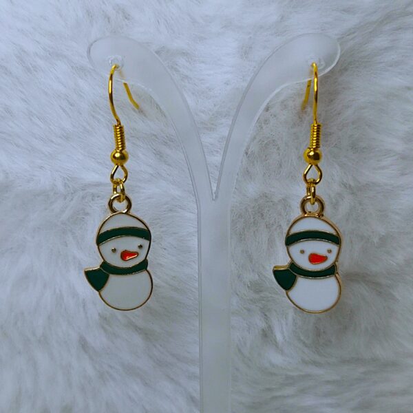 Boucles d'oreilles de noël : bonhomme de neige